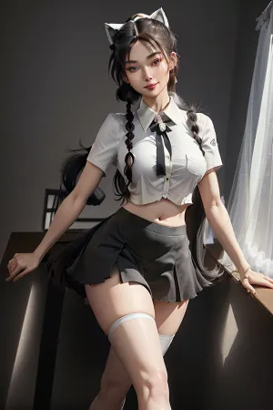 La ragazza russa nella foto aveva un sorriso sexy e un gatto orecchie fascia. Indossava una gonna corta con calze che le mostravano le gambe toniche. I suoi seni erano perfettamente proporzionati e il suo collo era lungo e snello. Sembrava