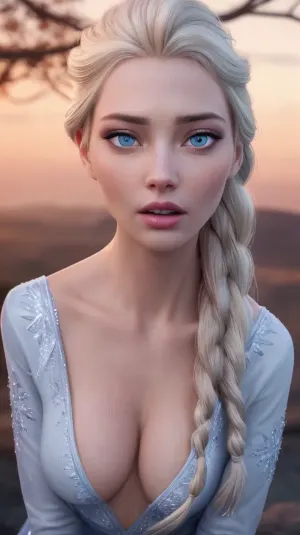 (realistic, photorealistic), cinematic photo realistic, 1woman and 1man, felsa, braided white hair, beautiful blue eyes, medium breast, kneeling and sucking a man's cock, penis, erection, oral, foreskin, detailed vein penis, nsfw, porn, film, bokeh, professional, 4k, highly detailed, (high quality skin), (high detailed face skin), (realistic iris), (realistic pupils), (skin pores), (skin imperfections:.27), <lora:elsa5-real:.5>