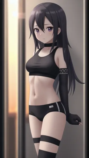 一个惊人的Kirito_GGO牛仔射杀了一个美丽的Kirito_GGO女孩,她长着长发和美丽的皮肤,使她看起来像可以在艺术画廊里. 灯光过于集中,增加了现实主义