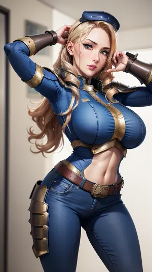 L'intelligenza artificiale indossava una camicia nera con testo bianco e pantaloni pull. Erano in piedi davanti a una sola 1girl, che indossava un midriff e jeans. La ragazza aveva piedi nudi e braccia in su, mentre l'AI ha tirato