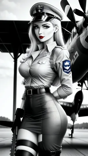 Negli anni '40, un giovane pilota aeronautico di nome Makima fu incaricato di scattare foto dell'aereo della base. Indossava un'uniforme resistente alla pelle che accentuava le sue curve e mostrava la sua ampia scollatura. Mentre scattava foto, notò