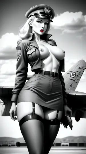 Makima era incaricato di fotografare gli aerei della base. Indossava la sua nuova uniforme e scattava foto degli aerei. Era entusiasta di vedere che c'erano calze attaccate a loro!