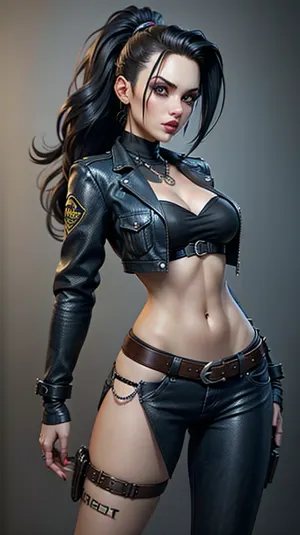 Une image hyper détaillée d'une femme dans la mode grunge, avec la mode grunge moderne et des détails complexes