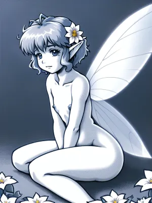 El hada fluttered a través de las grandes flores tuberosas, sus alas fluttering suavemente en el fondo. Ella fue mesmerizada por el suave resplandor de la sesión de fotos del ángel alto, y su suave luz frontal capturó cada detalle de su hermosa