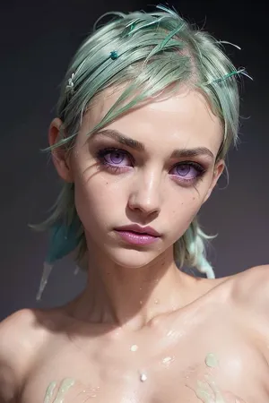絵の中の少女は磁器肌、高ディテール、スリムな姿でした。 彼女の白い肌は、彼女の最高品質の服を通して見えました。 背景には、高品質の唇と柔らかさが集中しています。 体全体が彼女の上から見える