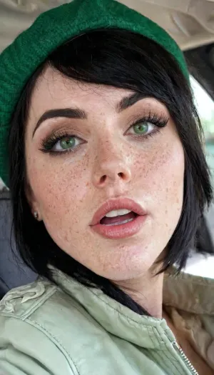 A German woman with bronzed tanlines and perfect green eyes, wearing a leather jacket, was ready for some cinematic photo of one woman with her mouth open and ready for cum