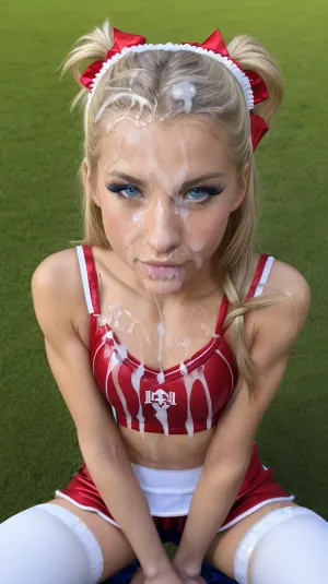 La blonde poilue se tenait sur le terrain, prête à relever le défi d'une séance photo en solo. Elle portait un bikini serré qui présentait ses courbes et avait les cheveux attachés dans un pain. Avec son maquillage fait à la perfection,
