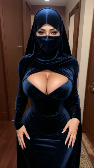 La mujer en la foto era impresionante, con un menelson completo y sin maquillaje. Su niqab estaba en vestido musulmán de terciopelo, lo que la hizo parecer aún más impresionante. ZH_BRamos no pudo evitar mirar su foto como