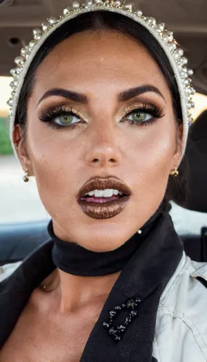 La femme sur la photo était un caucasien de 35 ans avec de hauts yeux noirs et un maquillage mature. Elle avait une photo cinématographique professionnelle d'une femme, portant des talons noirs hauts, prêts pour le sexe. Ses cheveux bobaient et elle portait