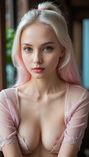 The girl with the perfect face and big eyes sat in front of her computer, typing away on her keyboard. She was wearing a tight-fitting shirt that showed off her slender figure and perfectly shaped breasts. Her lips were painted a deep shade of pink