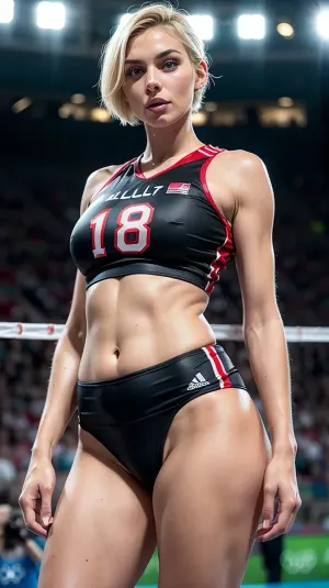 高身長, アスレチックロシアのバレーボール選手は、彼女の毛のランディングストリッププッシー完全に露出して裁判所で立っていた. 彼女は非常に細いウエストと広いヒップを持っていたし、彼女のパフィーのプッシーは彼女の最上を通して見えました。 肌が超デリテールだった