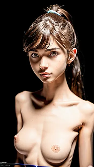 The girl in the photo is wearing a sexy, skin-tight outfit that accentuates her curves and makes her look incredibly hot. She's posing in front of a full-length mirror, with her back to the camera, showing off her curves and