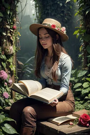让·巴蒂斯特 蒙哥,一个喜欢科技的年轻姑娘, 偶然撞上了一个恋爱女孩的骨架, 快乐地阅读