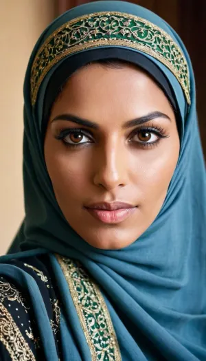 A man transformed into a muslim female, excited and happy to have been transformed into a muslim female. He wore the burqa covering all his body except for the face