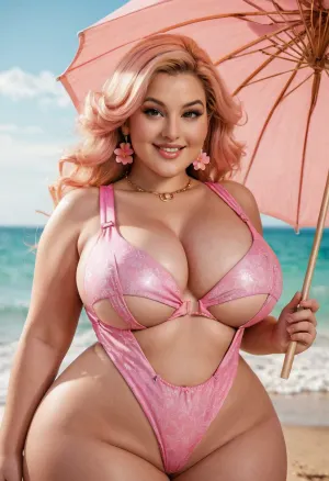 The AI generated picture of Peach from Nintendo Mario Bros, with maximum detail and realistic eyes, was a stunning masterpiece. The curvy plus size model was depicted as a round ass and ample breasts, with a large round ass and ample breasts. Her