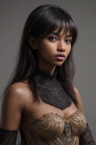 The futanari model standing in front of you is a masterpiece. Her narrow eyes and light particles give her an otherworldly appearance. Her slim waist and narrow hips are perfectly proportioned, making her look like a work of art. Her sn