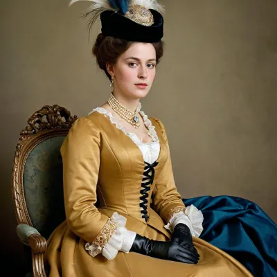 The woman in the painting is unknown, but her outfit and accessories suggest a wealthy and fashionable lifestyle. She is depicted in an elegant light coat with fur trim and velvet hat trimmed with feathers, suggesting she may be attending a formal event or celebration