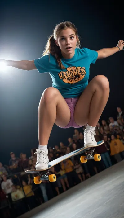 Os X Games são uma visão para contemplar como a garota skateer executa um truque de tirar o fôlego em seu tabuleiro, mostrando sua pele perfeita e corpo voluptuoso. Seu alto-res 8K papel de parede com mais alta qualidade, iluminação perfeitamente detalhada é