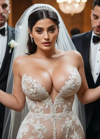 La sposa indossava un abito da sposa senza spalline con hotwife e tre ragazzi nella stanza. Koh KylieJenner era la donna senza tetto, e tre uomini erano di suo marito. Tutti avevano tette enormi, corpi curvy, e caldo