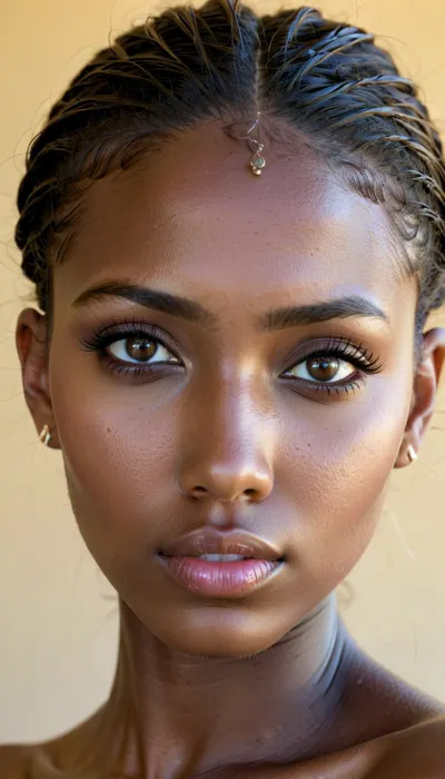 The 23-year-old model was photographed in a Haute_Couture dress that showcased her impeccable skin and flawless features. She had high cheekbones, symmetrical facial features, and perfect body with high definition features