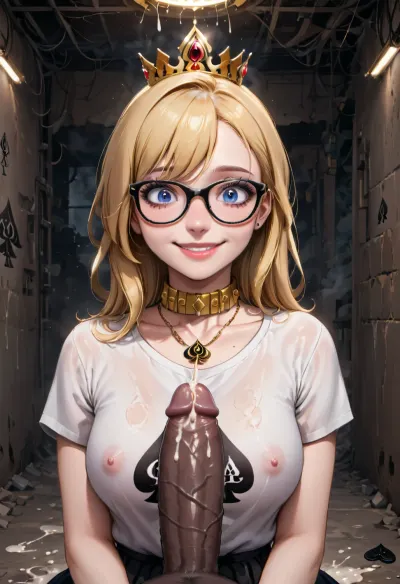 女性は完全に裸婦で、彼女の髪の毛が彼女の顔を覆いました。 口の中に大きな黒いコックがいたし、彼女はクックで覆われていました。 彼女の体は入れ墨され、彼女は彼女の首の周りに金の襟を持っていた。 彼女は衝撃的だった
