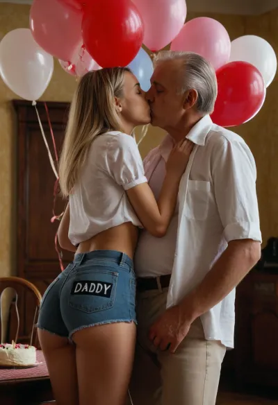 O modelo AI foi encarregado de gerar uma história sobre uma menina com 18 anos usando uma camisa vintage que diz "I WANT foder papai" na fonte vintage. A menina é skinny, sexy, e pequeno-breasted com seios pequenos. Ela tem loira