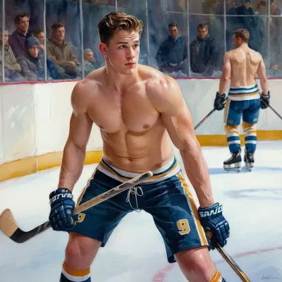 Nick Sandell, a naked hockey player, was captured on camera by Daniel F Gerhartz as he skated gracefully across the ice