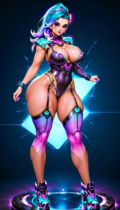 Сомбра, сексуальная модель ИИ от Overwatch, является соблазнительной фотомоделью с большой задницей, толстыми бедрами, большой грудью и соблазнительной экспрессией. Она готова сфотографировать тебя и заставить почувствовать себя порнозвездой