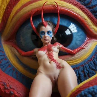 1 naked female figure, minimalism.red on yellow.streams of hot fractal plasma.an oily shiny golden scorpion statuette, a fractal naked man in the form of a fractal eye.an anthropomorphic xenomorph.a statue of a naked woman, beauty, long hair and legs, big hips and a bare bust.Mobius fractals.blue on blue.red on red.fractal vortices inside the eye.fractal black wool.fractal fog, random optical illusion, close-up.botanical+Fibonacci+anatomical+Goya+arabesque, butterflypussy1, rear, closed_pussy, Long, Labia, Meaty, pussy, <lora:260797_training_data:.7>, BigMuff, <lora:BigMuff:.5>