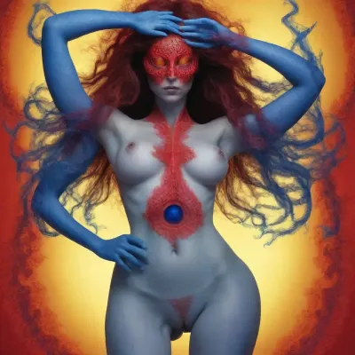 1 naked female figure, minimalism.red on yellow.streams of hot fractal plasma.an oily shiny golden scorpion statuette, a fractal naked man in the form of a fractal eye.an anthropomorphic xenomorph.a statue of a naked woman, beauty, long hair and legs, big hips and a bare bust.Mobius fractals.blue on blue.red on red.fractal vortices inside the eye.fractal black wool.fractal fog, random optical illusion, close-up.botanical+Fibonacci+anatomical+Goya+arabesque, butterflypussy1, rear, closed_pussy, Long, Labia, Meaty, pussy, puffy, nipples, dark, ghost, wide, <lora:260797_training_data:.7>, <lora:Nipples XL:.9>