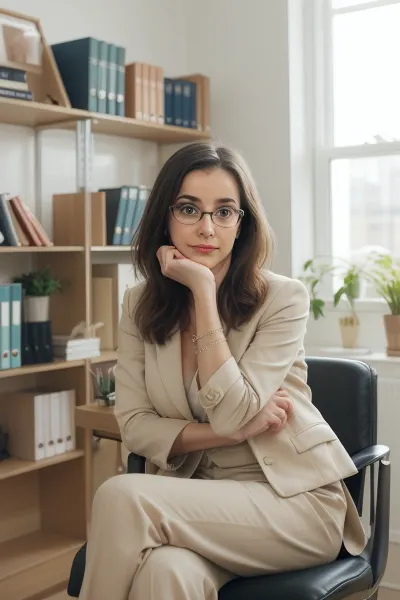 A moment of reflection: the empathetic therapist in her minimalistic office
