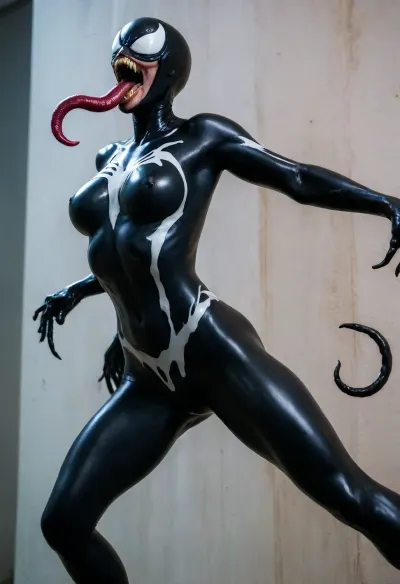 Venom's symbiote: the woman behind the cursed wall - a high-quality body paint artwork