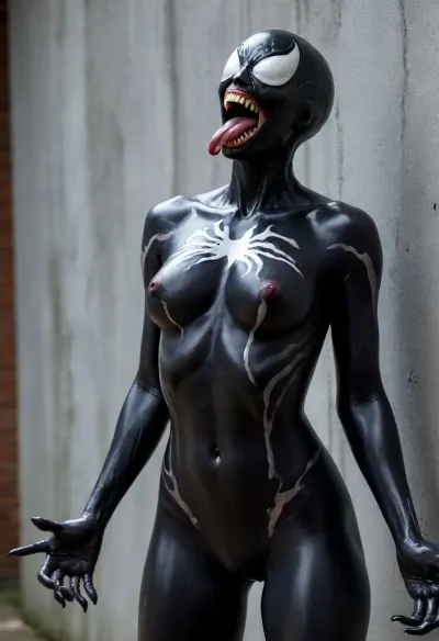 Venomous symbiont: the 30-year-old woman behind the cursed wall in high-quality body paint art