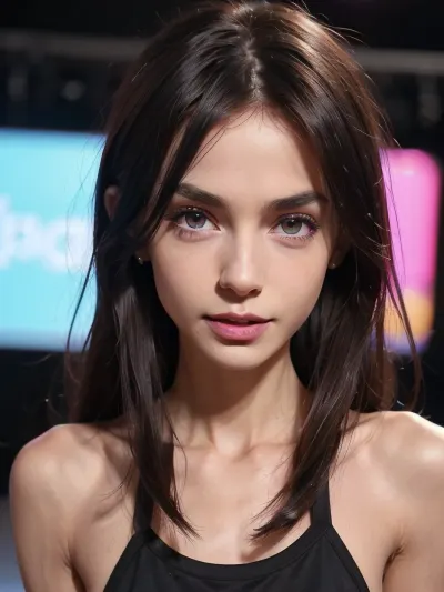 ((2 girls in a cloudy black and magenta light in the background naked wearing a t-shirt and pubic hair)), (((head, torso and hips in view))), ((long eyelashes)), ((heavy eyeliner)), ((eye shadow)), ((happy face)), (black eyes), (small body-type), (bottomless), (white t-shirt), cute nose, super detail, ultra-high resolution, 8k UHD, detailed skin texture, (hair with high detail), symmetrical face, detailed face, perfect face, 3DMM, <lora:age_slider-LECO-v1:-1>, <lora:weight_slider_v2:-2>, <lora:skin_tone_slider_v1:1>, JS_MaxPubicHair2, pubic, hair, <lora:JS_MaxPubicHair_V2:.5>, mix4, <lora:mix4:.5>