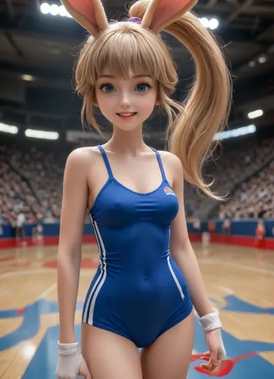 シネマティック瞬間: lola bunny - スペースジャムの毛皮の女性アントロー(8kの壁紙)