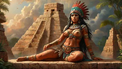 uber realistic image, fullcolor image, full body view, 8K quality, ultra detailed, masterpiece, A highly detailed full body painting, in style of by Julia Bell, a woman n an Aztec cassik wearing ceremonial clothes, 18 years old, skinny, very large heavy breasts, very long legs, very long straight black hair, stands next on a sacrificial altar at the top of the Aztec's pyramid, obsidian ritual knife in her hand, a male warrior lies on the altar, indian art, fantasy art, with beautiful exotic, pyramid, full hd, metart, commission for, an oil on canvas painting, contest winner, figurative art, young woman with long dark, an airbrush abstract figurative art, style, of, whole body in frame, whole body visible, Aztec, Maya, civilization, <lora:tbh264-sdxl:.8>, <lora:Maya Civilization:.6>