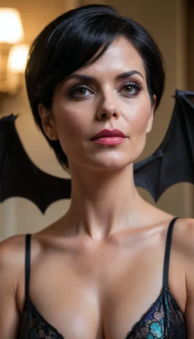Milf, bat women, short hair, Black hair