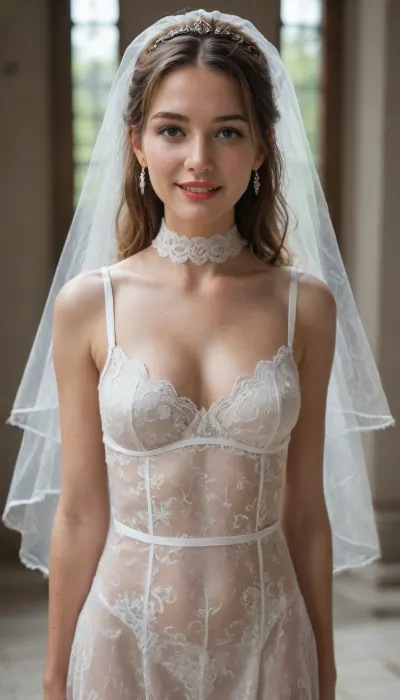 Dirty homeless woman in a dump in equal clothes torn top visible tits beautiful blonde 18 years old with ponytails woman, lewddungeon, background walls a nude 18 year old young young adult young adult young adult girl wearing a veil and a veiled dress with a veil on her head and a veil on her head, cleavaage, perfect eyes, perfect nose, perfect lips, perfect teeth, smile, looking at viewer, 3d, bare shoulders, bridal veil, brown hair, Artgerm, beautiful detailed, dress, lace, lace trim, navel, photorealistic, realistic, red lips, see-through, solo, standing, veil, wedding dress, white dress, white lace choker, tiara