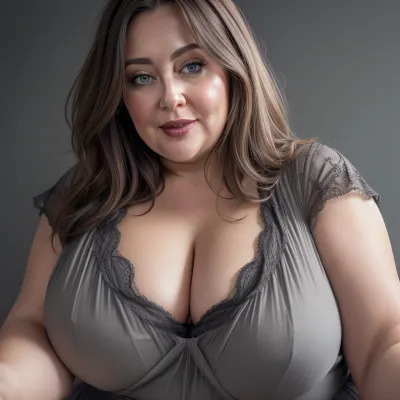 (Close-up:1.7), face focused, portrait photo a mature chubby woman, perfect face, fat oversized huge bosom, enormous limp hanging boobs, oversized lacy cloths, dreamy tulle, presenting bosom, fat round face, flushed cheeks, double chin, strong jawline, strong broad fat shoulders, fat strong arms, 50 years old Woman, blue eyes, (light brunette pixie haircut), (straight hair), joyful smile, looking at viewer, (solid dark grey background:1.3), low level shoot, film grain, style by Flora Borsi, OverallDetail, downblouse, loose, t-shirt, leaning, forward, (pokies:1.2), <lora:Lora_Srabonti2023-X4:.2>, <lora:downblouse-v1:.6>, <lora:weight_slider_v2:.8>