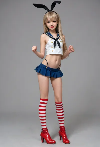 A captivating cosplay: a detailed portrayal of the excited shimakaze in 4k