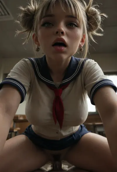 Toga himiko, large breast, hairy pussy, uniform, mini skirt, yellow eyes, creampie, orgasm face, classroom, view from below, yordle, doggystyle sex, <lora:dark:.4>