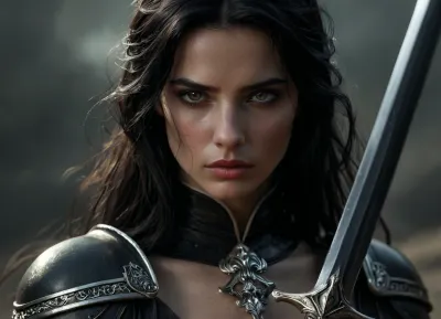 She is a striking and formidable presence, a woman forged by battle, bound by pacts, and driven by vengeance. At 40 years old, she carries the air of someone who has stared down both mortal threats and unknowable powers. Her steely grey eyes are sharp and unreadable, set into a face of fair skin weathered by war and lit by quiet intensity. Her black hair is swept back with disciplined care lending a dignified edge to her otherwise grim demeanor.

Her form is clad in dark half-plate armor, functional yet marked with faint, arcane etchings that seem to shift subtly in the light. Slung across her back is a large shield emblazoned with a phoenix, a symbol of burning judgment, resurrection, and undying purpose.

At her hip rests Dragonclaw, a masterfully forged silvered rapier. Its blade gleams with moonlit sharpness, able to pierce both flesh and the unnatural. The hilt is fashioned like a dragon’s talon clenching a garnet that pulses faintly with eldritch energy — a perfect synthesis of elegance, danger, and arcane force.

Once a duelist of the College of Swords, she fought with style, precision, and a flair that masked deeper wounds. But performance gave way to desperation when she sought out forbidden power — and found her.

Her warlock patron is a dark, mysterious lady known only in shadows and fragments. She speaks in riddles, in lullabies turned unsettling, her voice like silk over razors. Her presence is cloaked in moonless night, veiled in illusions and dreams. She never shows her true face — only silhouettes, shifting masks, or reflections in still water. Whether out of mercy, pride, or a deeper game, she does not know. But her unseen eyes are always on her. Her gifts are potent — fire that does not burn, whispers that carry through silence, and truths that twist like blades.

Years later, when betrayal seared what remained of her idealism, she took the Oath of Vengeance. She no longer believes in mercy for the wicked, only the pursuit of justice, unflinching and absolute. Now, every strike of her blade carries not just skill, but wrath, hers, the divine’s, and perhaps her patrons.

She is not a hero, nor a villain. She is a reckoning. A blade guided by shadowed hands, a woman driven by purpose and haunted by beauty she will never see unveiled. Where she walks, silver flashes, fire flickers, and justice, one way or another, is done.

realistic detailed face, realistic detailed hair, realistic detailed body, realistic detailed skin, random view angle, random pose, detailxl, hkstyle, <lora:dark:1>, <lora:add-detail-xl:1.5>, <lora:style_lora_realis:.5>, <lora:hkstyleV5:.8>