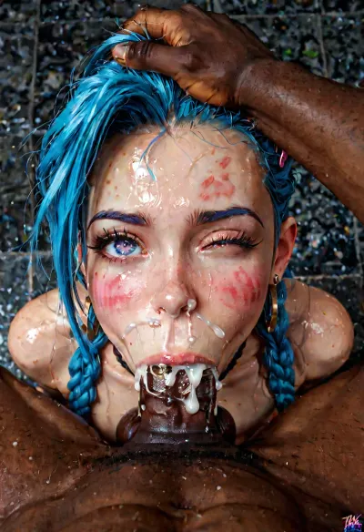 Ahegao
Bounce Lines
Front View
18+
Custom Prompt
Jinx from league of legends, hair clip, one eye half closed, deep throat, pov, (cum overflow in her mouth:1.3), cock, man pushing her head for deep deepthroat, (man pushing her head for deepthroat:1.3), hair pulling, (noticeable cum streams dripping from her nose:1.3), slap marks on face, hands on head pushing it to crotch, hands on head pushing it to crotch hard, (hands on head pushing it to crotch until cock disappears:1.3), one eye almost closed, heart eyes, african man, african cock, interracial, black man, hdr, face super detailed, photo award