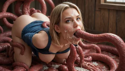 Android18 gets surprised by tentacle monster, tentacles hold her head, (2 huge tentacles fucks her mouth1:2), (shocked face), (cum face1:2), tentacles hold her arms back, tentacle monster fuvks doggystyle, (stretching her anal hole in view:1), doggystyle sex forced by tentacles, Curvy, body, (((full body view))), ((tentacles penetrate all holes, painfully screaming:2)), big wide expressive eyes, <lora:b8174d41-8ba7-4318-bc14-53ee7e353d91.TA_trained:.8>, <lora:PAseer-SDXL-AcceleratorLighting:.8>