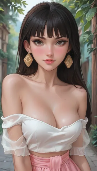 score_9, score_8_up, score_7_up, score_6_up, aroma, smirk, horny expression, (Chel Road Eldorado from Disney Style:1.4), big cleavage, big tits, style anime, inspired illustration, ratatatat74, <lora:ratatatat74-000050:.6>, <lora:outline_xl_kohaku_delta_spv5x:1.4>, <lora:cartoon_stickers_xl_v1:.5>, <lora:NEOTOKIOXL_0.2_RC:.4>, <lora:AshMilkshake_Illustrious_v1:1.5>