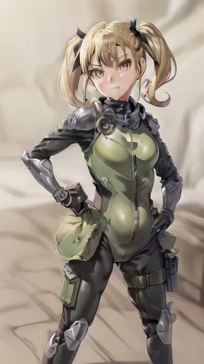 masterpiece, best quality, highres, kikoru shinomiya, 1girl twintails hair ribbon, bodysuit, hand on hip, fullbody, simple background, smile, cowboy shot, Three stages age progression, (ageprogression), <lora:kikoru_shinomiya:.8>, <lora:AgeProgressionV1:.9>