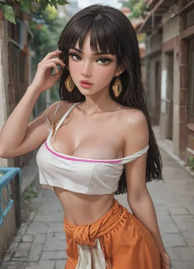 score_9, score_8_up, score_7_up, score_6_up, aroma, ((Anime Style:1)), BREAK, horny expression, (Chel Road to Eldorado:1.4), (((brown skin:1.5))), big cleavage, big tits, style anime, inspired illustration, ratatatat74, <lora:ratatatat74-000050:1.9>, <lora:outline_xl_kohaku_delta_spv5x:1.4>, <lora:cartoon_stickers_xl_v1:.6>, <lora:NEOTOKIOXL_0.2_RC:.4>, <lora:nwsj_xl_v2:1.4>