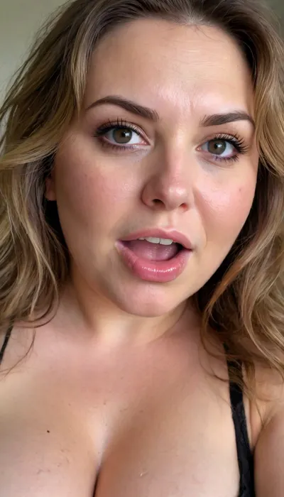 eye contact, looking at viewer, (looking down), wide open eyes, smile, obese, gorgeous chubby milf, (wrinkles), (sharp face features:1.2), (face close up view:1.2), (upper body view), (low angle view:1.2), (view from below:1.2), (front view), (side view), (hair hanging down), black hair with highlights, long hair, (messy hair:1.2), thick hair, (clothed:1.2), cleavage, downblouse, open mouth, black background, orgasm, moaning, pov hugging, pov kissing, reaching to viewer, (cum on face), (wet face), (facial), (bukkake), (cum in mouth), (mouth full of cum), (cum overflow), (ruined makeup), (sticky hair), (wet hair), (cum on hair), (Her hair was plastered to her face:1.2), (flushed face), (blushed eyes), (messy hair bang:1.2), (cum spitting), (cum sharing), cuckold, femdom, (realistic cum), black dress, large saggy breasts