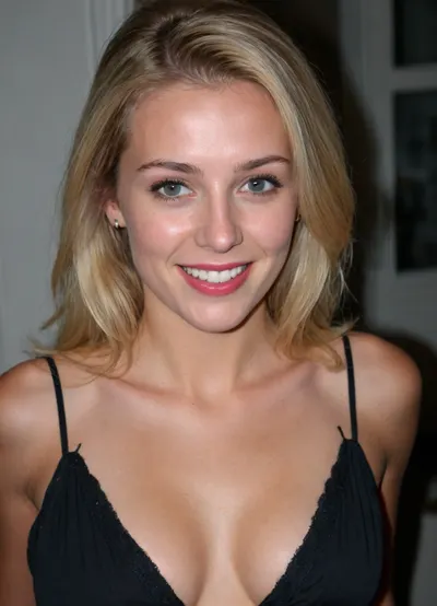 (((accidentally taken photo:2))), (((accidentally pose:2))), (((candid photo))), (((amateur photo))), Amature candid photo, ultimate realism, young woman with long, straight blonde hair and fair skin, smile playfully. She wears a black, low-cut tank top revealing ample cleavage and a silver necklace with small charms. The background shows a room with a white door, a dark bookshelf filled with books, and a white-paneled wall. The camera angle is at eye level, capturing her from the chest up., (((Naked))), (((full body))), (nighttime), (no ambient light), (single harsh flash from the camera), (overexposed flash highlights on subject), (sharp shadows behind and around her), (noise in all darker areas), (wet surfaces reflecting small highlights), (flat lighting due to direct flash), (cool white balance:1.3), (cyan-tinted shadows from digital camera sensor), (fluorescent-like artificial lighting tint), (background remains visible due to flash, but lacks blur or depth separation), (realistic dark environment with high flash contrast), (full body), (scene "Myspace"), (2000s), (90s digital aesthetic), (flat chested), (low quality photo), (old camera), (flash photo), (gritty), (realistic environment), (analogic style), (film grain), (low contrast), (unfiltered), (jpeg artifacts), (unedited), (cellphone photography), (no ambient lighting), (lights off), (Polaroid flash camera), (cool indoor lighting), (direct flash photography), (overexposed flash), (strong shadows), (sharp shadows), (low contrast:2), (noise in dark areas), (shiny reflections on surfaces), (sharp background), (background in focus), (no background blur), (clear background details), (fluorescent lighting tint), (cyan-tinted shadows), (artificial lighting with cyan hue), (Scene-Queen), (optional), (Myspace), (picture), (bad quality), (old digital camera), (raw), (light leak), (low res), (low quality), (90s style), (80s), (analogic), (1990s)