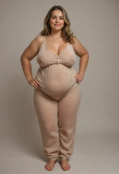 60 year old, (obese:1.4), beautiful sexy saggy mature milf, long hair, dark blonde hair with highlights, very curvy, thick, plump, wide hips, waist, sexy saggy milf, 1960s, strong eyebrows, realistic photo, smiling, beautiful, skin pores, eyelashes, textured skin, highly realistic skin, wide areolae and big puffy erect nipples, ambient occlusion, model shoot, masterpiece, (sleeveless black satin pajamas:1.3), (full body portrait), but, sagging, stretch, marks, <lora:MJ52:.3>, <lora:BUT_SDXL_SHS:.8>